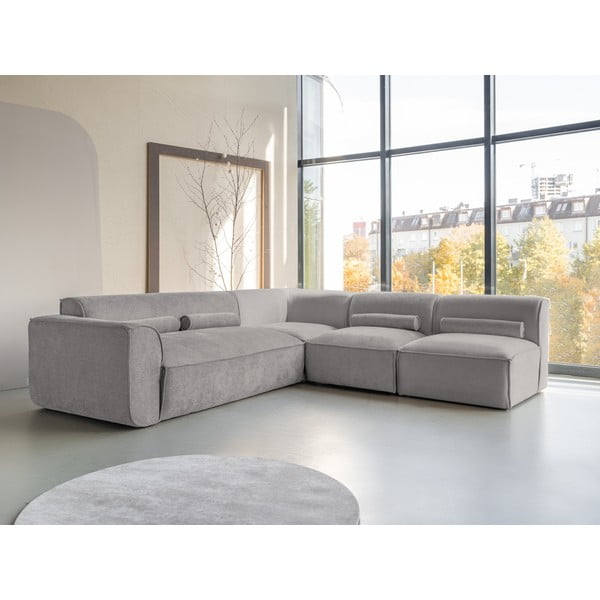 Divano angolare componibile in grigio chiaro (con penisola a destra) Flex Felix – Miuform-image-3