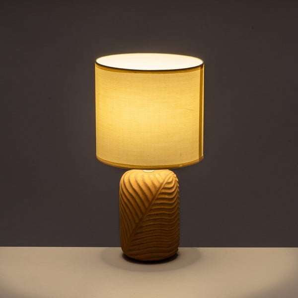 Lampada da tavolo color crema e mattone con paralume in tessuto (altezza 39 cm) - Casa Selección-image-1