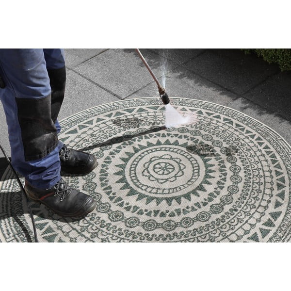 Tappeto da esterno verde e crema , ø 140 cm Coron - NORTHRUGS-image-4