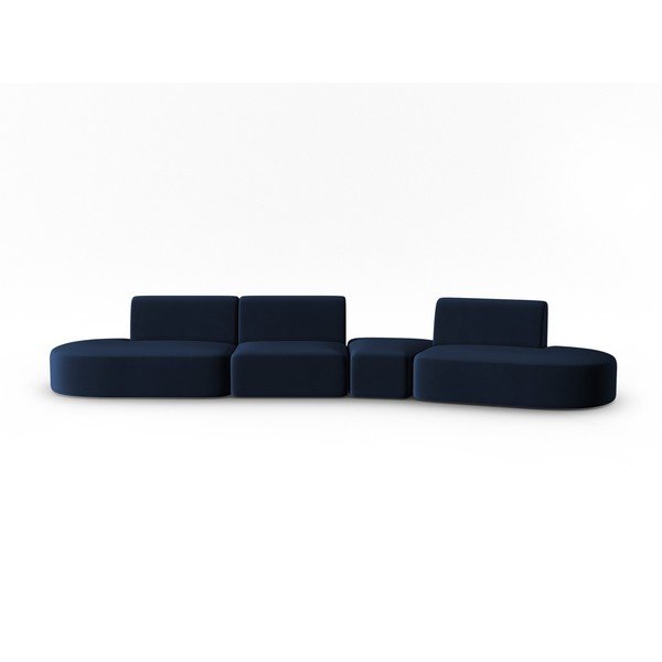 Divano blu con penisola a destra con rivestimento in velluto 428 cm Paolo – Milo Casa