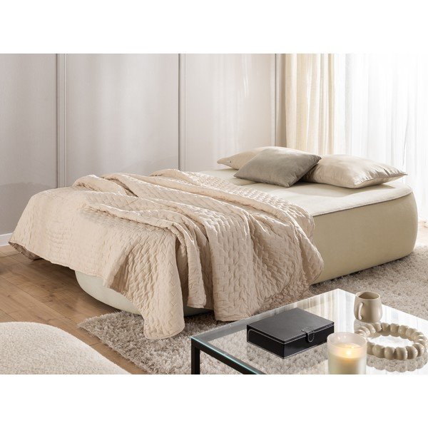 Divano beige/grigio tortora allungabile/con contenitore con rivestimento in velluto 210 cm Saga – Ropez-image-3