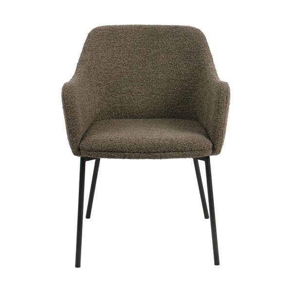 Sedia da pranzo marrone in imbottito con braccioli Melilla – House Nordic-image-3