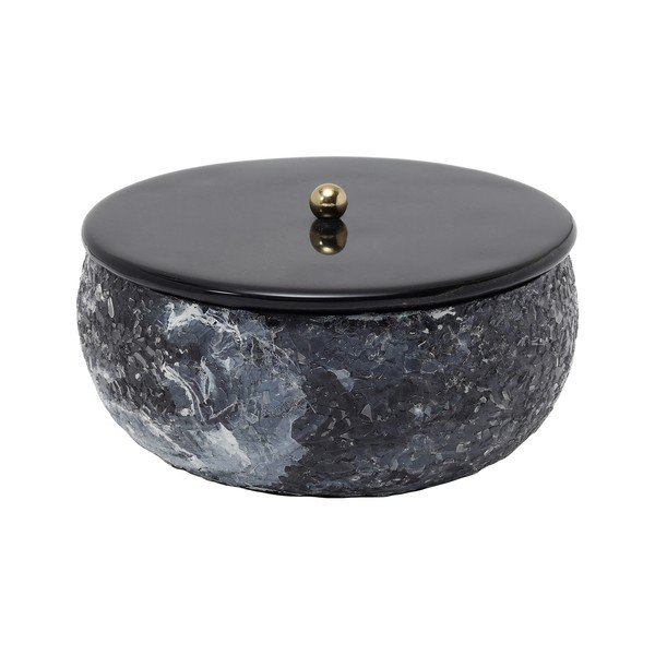 Scatola con coperchio/decorativa nera in metallo ø 16,5x7,5 cm Mosaic Marble – PT LIVING