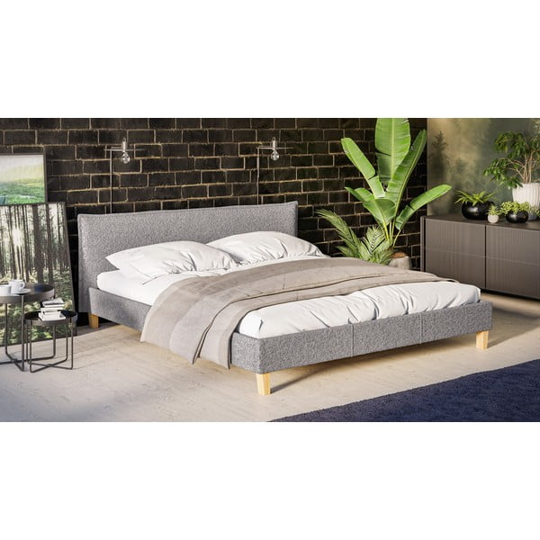 Letto matrimoniale imbottito grigio con griglia 180x200 cm Tina - Ropez-image-2