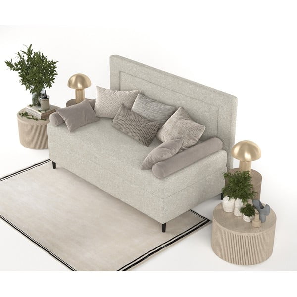 Letto singolo imbottito grigio e beige 80x200 cm Alba - Maison de Rêve-image-4