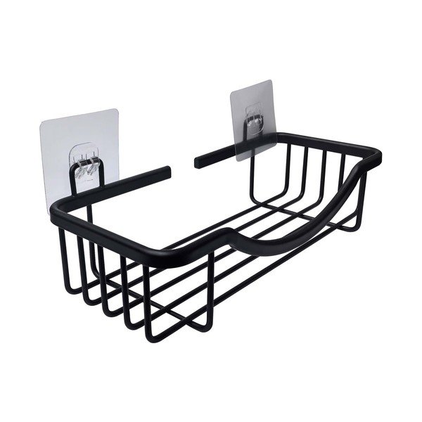 Mensola da bagno senza foratura nera opaca in alluminio Filaire Aluminium – douceur d'intérieur-image-1