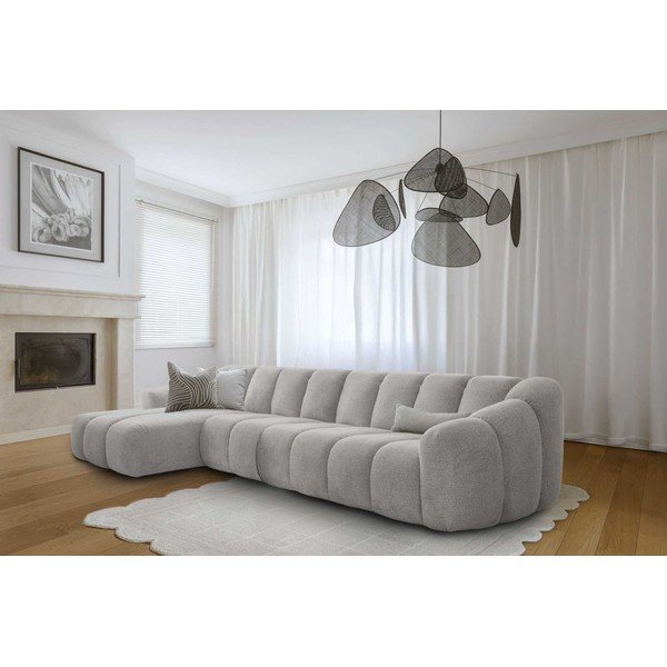Divano angolare grigio chiaro (con penisola a sinistra/con chaise lounge) Shell – Miuform-image-1
