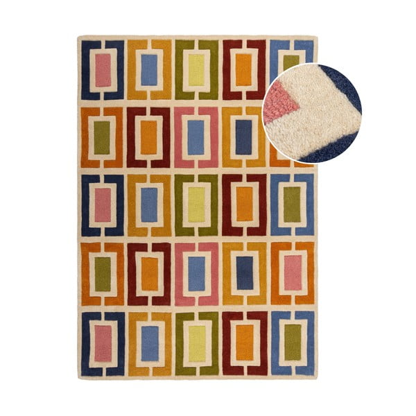 Tappeto in lana tessuto a mano 80x150 cm Retro Blocks - Flair Rugs