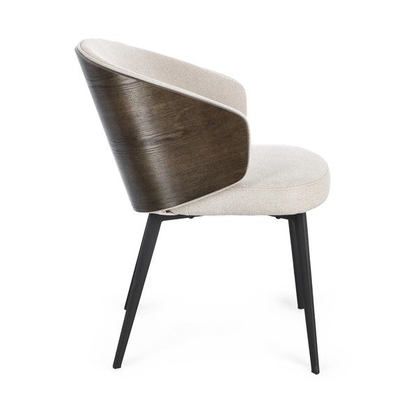Sedia da pranzo beige imbottito con braccioli Kinsley – Bizzotto-image-2