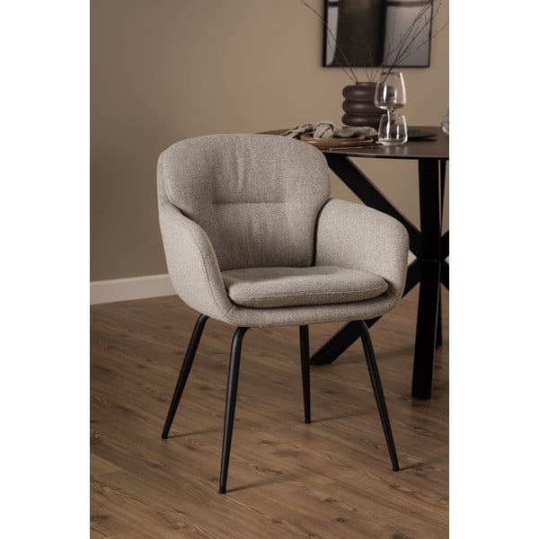 Sedia da pranzo beige in imbottito con braccioli Dora – Actona-image-2