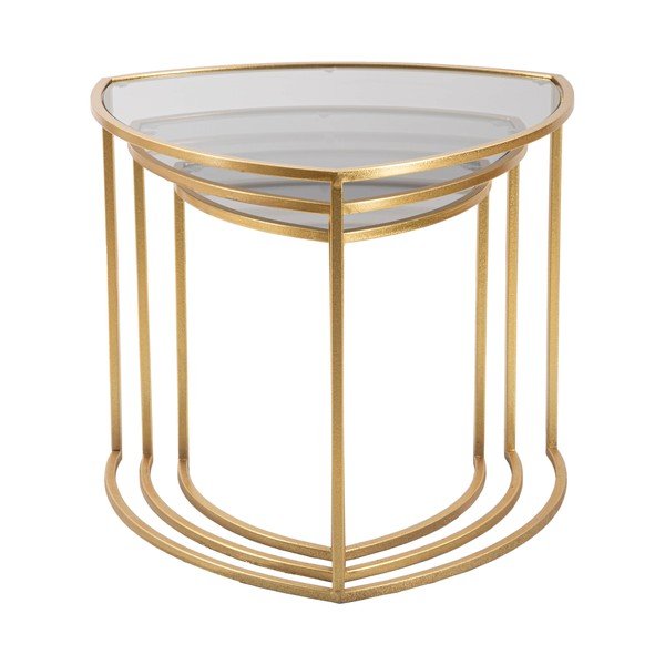 Tavolini rotondi in set di 3 con piano in vetro in oro ø 60 cm Triangle - Mauro Ferretti-image-2