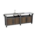 Cucina da giardino con effetto noce 237x52 cm Unity Chef – Keter