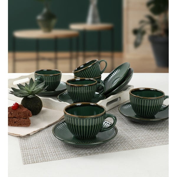 Tazze in ceramica verde scuro in set da 6 pezzi 0,21 l - Hermia-image-1