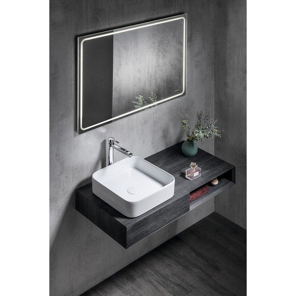 Lavabo in ceramica bianca , 40 x 40 cm Blade - Sapho-image-1