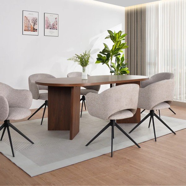 Sedie da pranzo in set grigie in tessuto con braccioli/girevoli 2 pz Crawley – Støraa-image-2