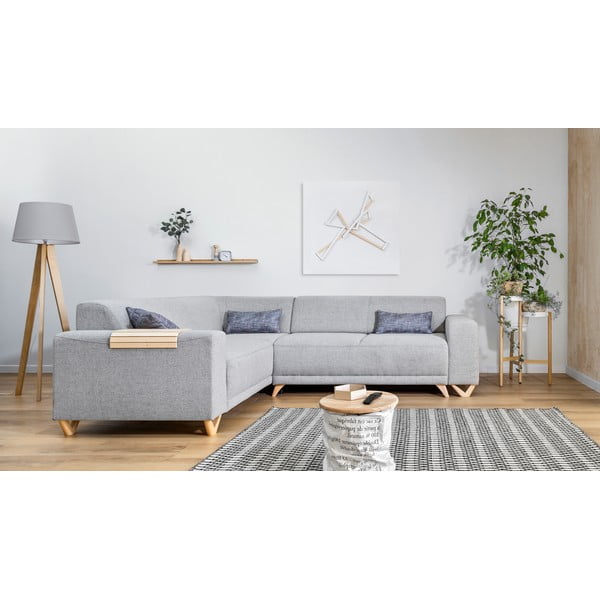 Divano angolare grigio chiaro allungabile e con contenitore (con penisola a sinistra/a L) Classy Sophie – Miuform-image-1