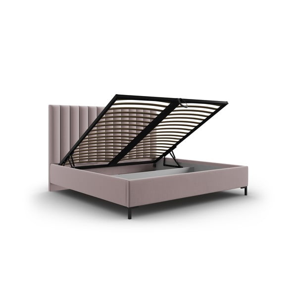 Letto matrimoniale imbottito rosa chiaro con contenitore con griglia 180x200 cm Casey - Mazzini Beds-image-3
