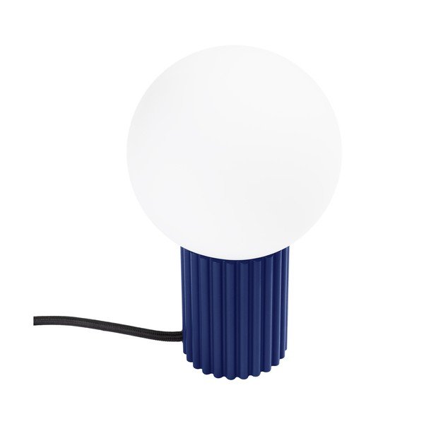 Lampada da tavolo blu scuro con paralume in vetro (altezza totale 19 cm) Orbital – Sollux