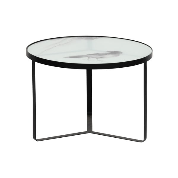 Tavolino in metallo con piano in vetro Fly, ⌀ 55 cm - BePureHome