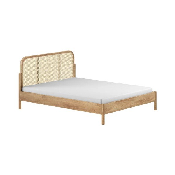 Letto matrimoniale di colore naturale in rovere massiccio rete non inclusa 160x200 cm Olive Rotan – Vipack