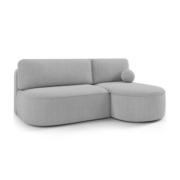 Divano angolare grigio allungabile/con contenitore (con penisola a destra/con chaise lounge) con rivestimento in ciniglia Livosa – ELTAP