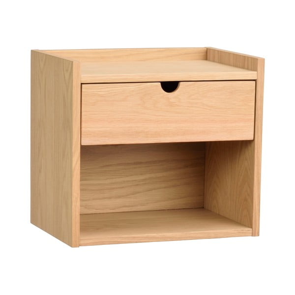 Comodino sospeso con ripiani in legno di quercia in colore naturale Hillmond - Rowico-image-3