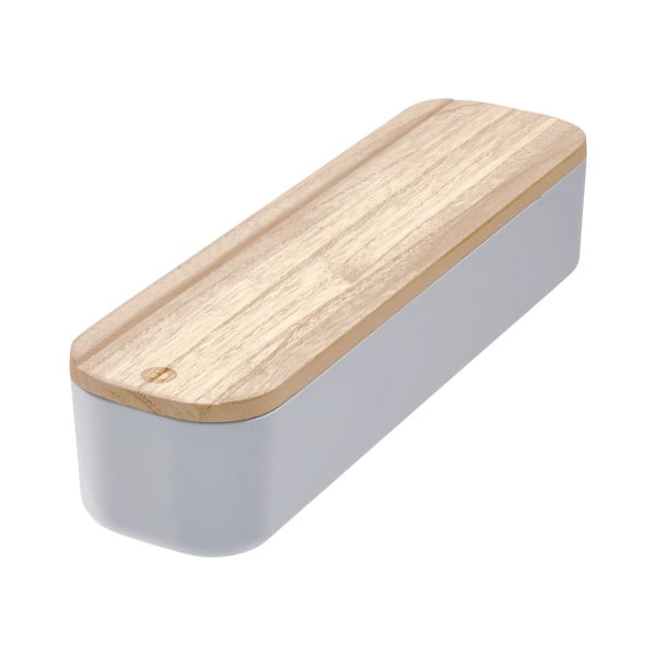 Scatola grigia con coperchio in legno di paulownia , 9 x 36,5 cm Eco - iDesign