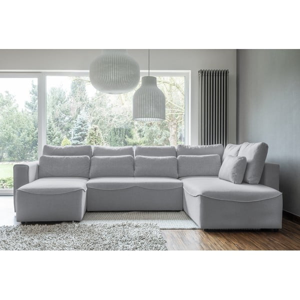 Divano letto angolare grigio chiaro (a U) Homely Tommy - Miuform-image-1