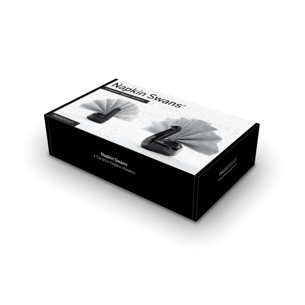 Sada keramických stojánků na ubrousky, Napkin swan 6ks, bílá-image-3