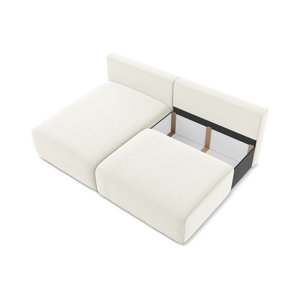Divano angolare color crema allungabile/con contenitore (con penisola a sinistra/con chaise lounge) con rivestimento in velluto Kalena – Makamii-image-4