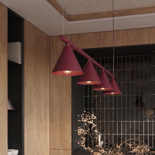 Lampadario burgundy in acciaio Zylo – Sollux-image-1