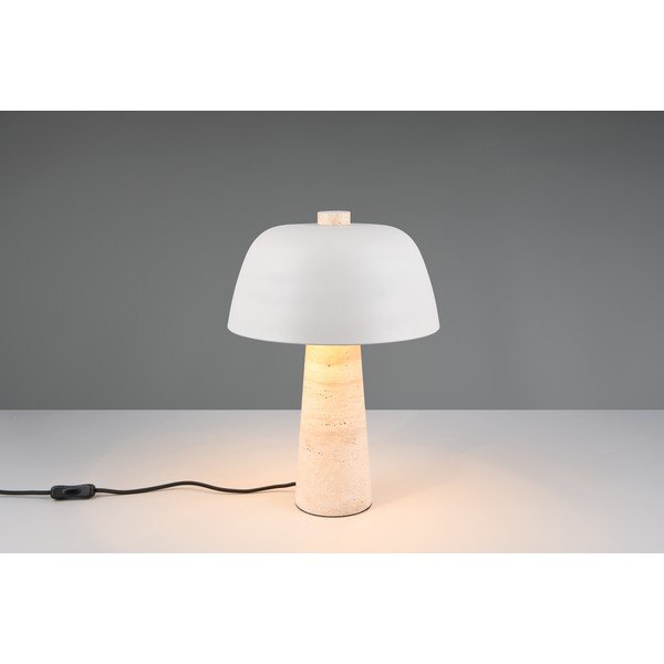 Lampada da tavolo bianca e beige con paralume in metallo (altezza totale 41 cm) Timba – Trio Select-image-2
