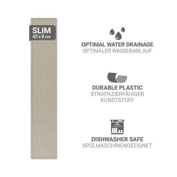 Tappetino scolapiatti beige in plastica 42x8 cm Slim – Wenko-image-4