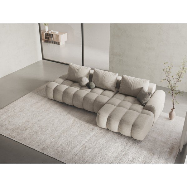 Divano angolare beige allungabile/con contenitore (con penisola a destra/con chaise lounge) Linz – Cosmopolitan Design-image-1