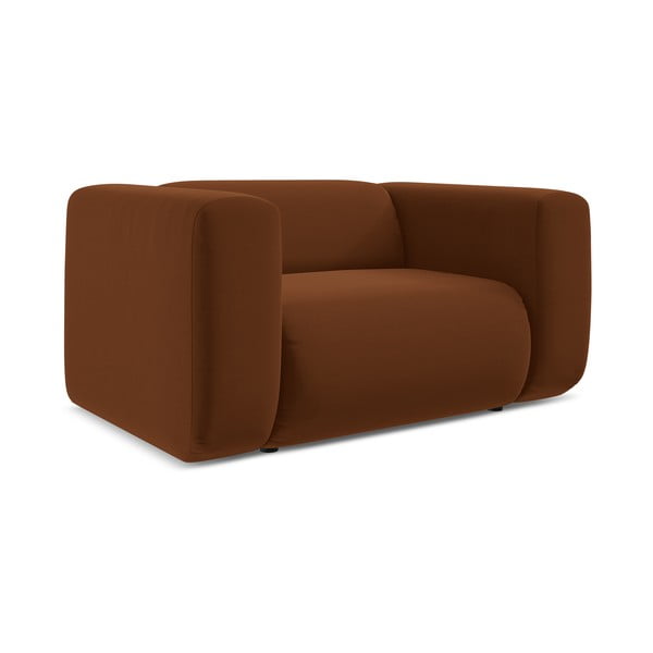 Poltrona arancione/marrone con rivestimento in velluto Ekahi – Makamii