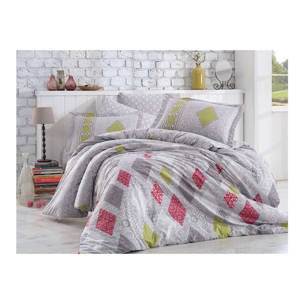 Biancheria da letto in popeline di cotone con lenzuolo per letto matrimoniale Rea, 200 x 220 cm - Mijolnir