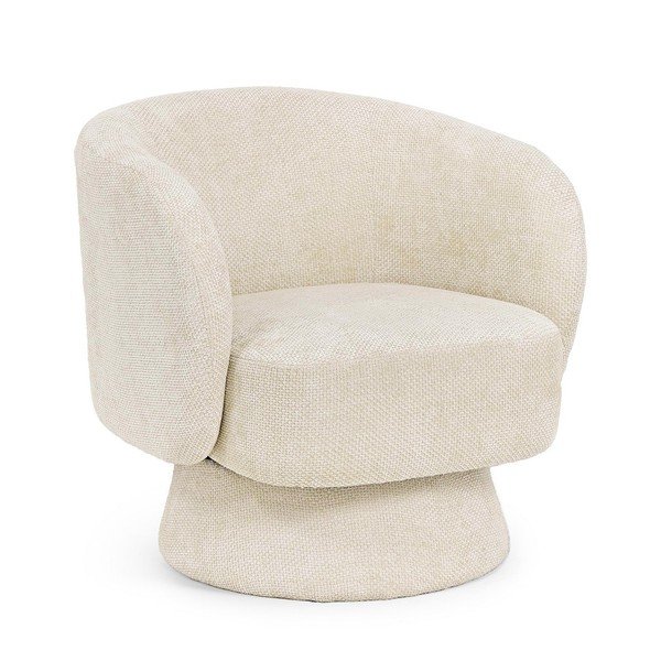 Poltrona color crema girevole con rivestimento in ciniglia Julienne – Bizzotto