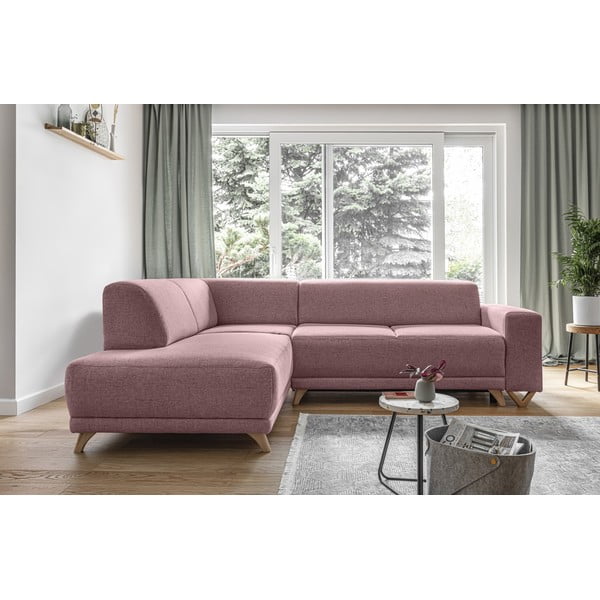 Divano angolare rosa allungabile e con contenitore (penisola a sinistra/a L) Classy Sophie – Miuform-image-1