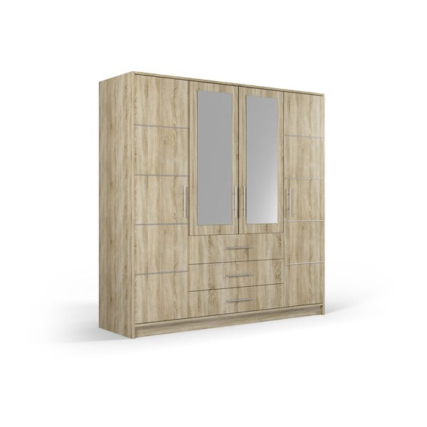 Armadio in rovere con specchio 196x200 cm Derry - Cosmopolitan Design-image-2