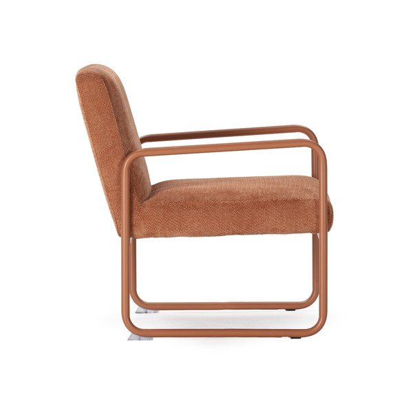 Poltrona color terracotta con rivestimento in ciniglia Vince – MOME-image-3