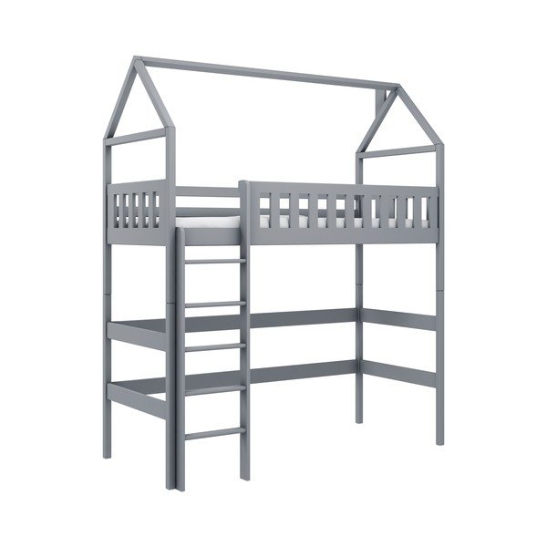 Letto rialzato per bambini in legno di pino grigio 90x200 cm Otylia - Lano Meble