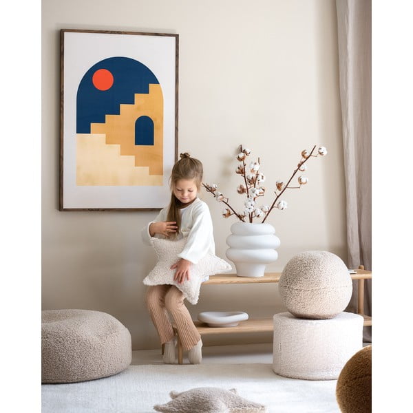 Pouf per bambini color crema con rivestimento in bouclé – Wigiwama-image-3
