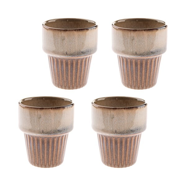 Tazzine in set per espresso beige in gres 4 pz 100 ml Tone – Dakls