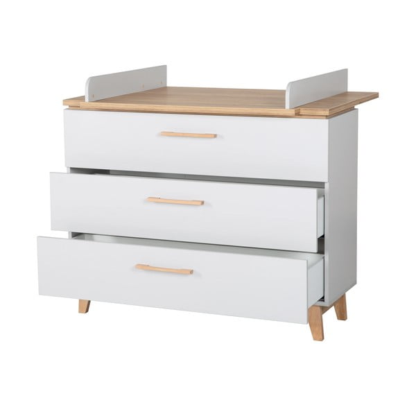 Cassettiera bassa grigio chiaro in rovere con fasciatoio 117x104 cm Caro - Roba-image-3