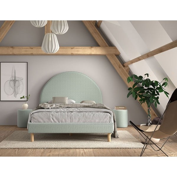 Letto singolo imbottito verde con griglia 140x200 cm MOON - Vipack-image-4