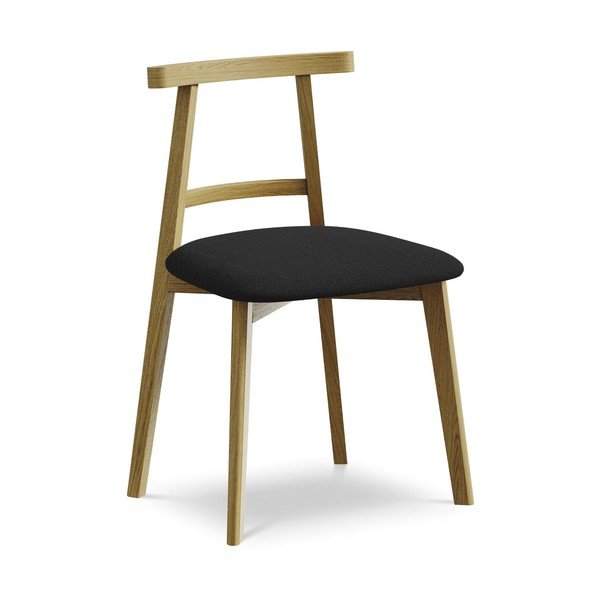 Sedia da pranzo nera in legno massiccio Ohelo – Makamii