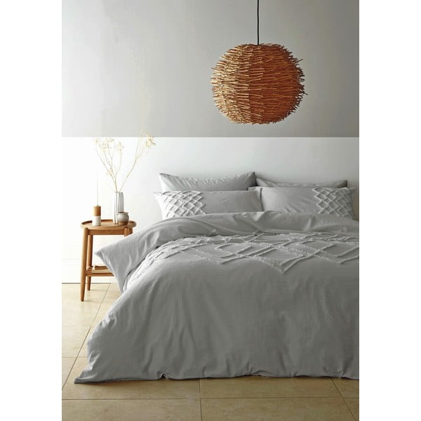 Biancheria da letto in cotone grigio Diamond, 200 x 200 cm - Pineapple Elephant-image-1