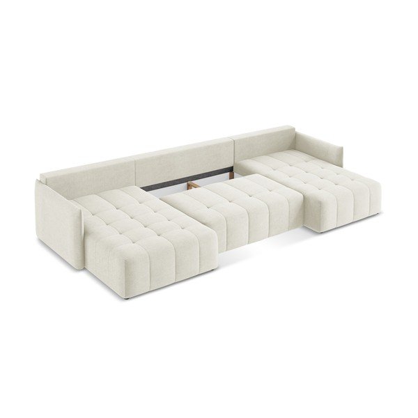 Divano angolare beige allungabile/con contenitore (a U) Moku – Makamii-image-4