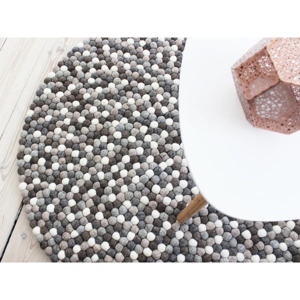 Tappeto in lana grigio e bianco, ⌀ 120 cm Ball Rugs - Wooldot-image-2
