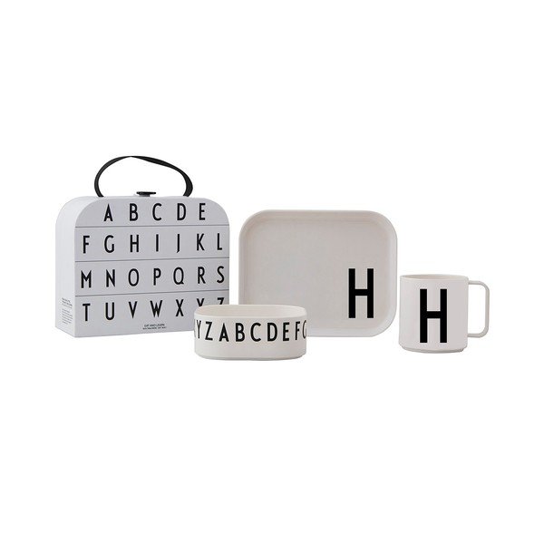 Set da pranzo per bambini a 3 pezzi con valigetta Classics H A-Z - Design Letters